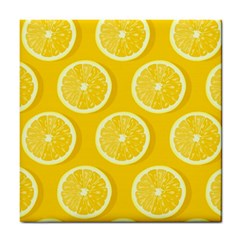 Lemon Fruits Slice Seamless Pattern Tile Coaster by Vaneshart