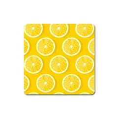 Lemon Fruits Slice Seamless Pattern Square Magnet by Vaneshart