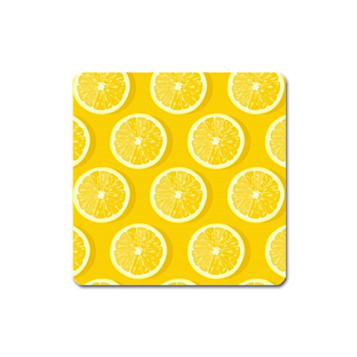 Lemon Fruits Slice Seamless Pattern Square Magnet