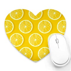 Lemon Fruits Slice Seamless Pattern Heart Mousepads by Vaneshart