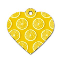 Lemon Fruits Slice Seamless Pattern Dog Tag Heart (two Sides) by Vaneshart