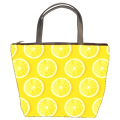 Lemon Fruits Slice Seamless Pattern Bucket Bag by Vaneshart