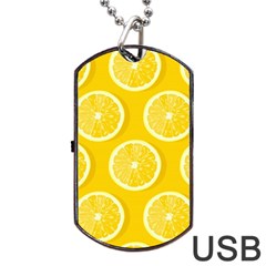 Lemon Fruits Slice Seamless Pattern Dog Tag Usb Flash (one Side) by Vaneshart