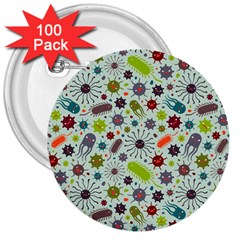 Seamless Pattern With Viruses 3  Buttons (100 Pack)  by Vaneshart