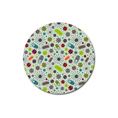 Seamless Pattern With Viruses Magnet 3  (round) by Vaneshart