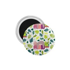 Cute Sloth Sleeping Ice Cream Surrounded By Green Tropical Leaves 1 75  Magnets by Vaneshart