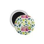 Cute Sloth Sleeping Ice Cream Surrounded By Green Tropical Leaves 1.75  Magnets Front