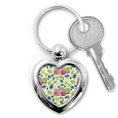 Cute Sloth Sleeping Ice Cream Surrounded By Green Tropical Leaves Key Chain (heart) by Vaneshart