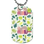 Cute Sloth Sleeping Ice Cream Surrounded By Green Tropical Leaves Dog Tag (Two Sides) Front