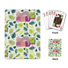 Cute Sloth Sleeping Ice Cream Surrounded By Green Tropical Leaves Playing Cards Single Design (rectangle) by Vaneshart