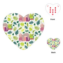 Cute Sloth Sleeping Ice Cream Surrounded By Green Tropical Leaves Playing Cards Single Design (heart) by Vaneshart