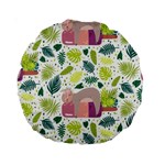 Cute Sloth Sleeping Ice Cream Surrounded By Green Tropical Leaves Standard 15  Premium Round Cushions Back