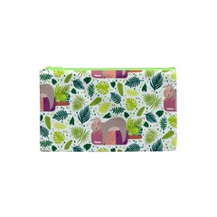 Cute Sloth Sleeping Ice Cream Surrounded By Green Tropical Leaves Cosmetic Bag (xs) by Vaneshart