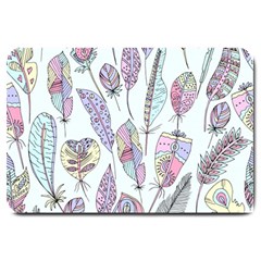 Vector Illustration Seamless Multicolored Pattern Feathers Birds Large Doormat  by Vaneshart