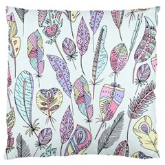 Vector Illustration Seamless Multicolored Pattern Feathers Birds Large Cushion Case (two Sides) by Vaneshart