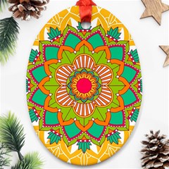 Mandala Patterns Yellow Oval Ornament (two Sides) by Vaneshart