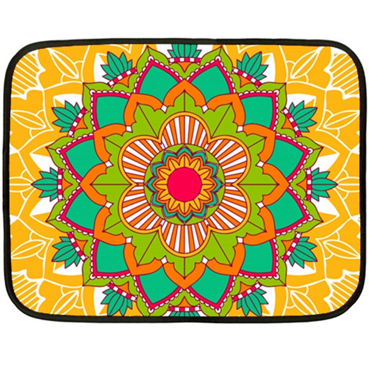 Mandala Patterns Yellow Fleece Blanket (Mini)