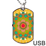 Mandala Patterns Yellow Dog Tag USB Flash (One Side) Front