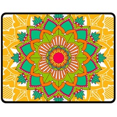 Mandala Patterns Yellow Double Sided Fleece Blanket (medium)  by Vaneshart