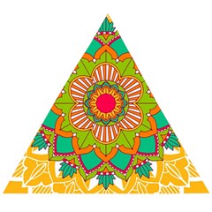 Mandala Patterns Yellow Wooden Puzzle Triangle by Vaneshart