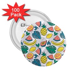 Seamless Pattern Tropical Fruit Banana Watermelon Papaya Lemon Orange Monstera 2 25  Buttons (100 Pack)  by Vaneshart