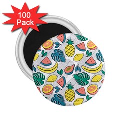 Seamless Pattern Tropical Fruit Banana Watermelon Papaya Lemon Orange Monstera 2 25  Magnets (100 Pack)  by Vaneshart