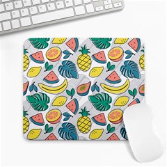 Seamless Pattern Tropical Fruit Banana Watermelon Papaya Lemon Orange Monstera Large Mousepads by Vaneshart