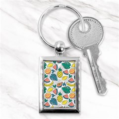 Seamless Pattern Tropical Fruit Banana Watermelon Papaya Lemon Orange Monstera Key Chain (rectangle) by Vaneshart