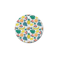 Seamless Pattern Tropical Fruit Banana Watermelon Papaya Lemon Orange Monstera Golf Ball Marker by Vaneshart