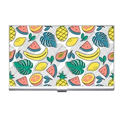 Seamless Pattern Tropical Fruit Banana Watermelon Papaya Lemon Orange Monstera Business Card Holder by Vaneshart