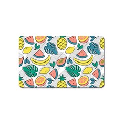 Seamless Pattern Tropical Fruit Banana Watermelon Papaya Lemon Orange Monstera Magnet (name Card) by Vaneshart