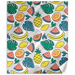 Seamless Pattern Tropical Fruit Banana Watermelon Papaya Lemon Orange Monstera Canvas 8  X 10  by Vaneshart