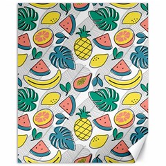 Seamless Pattern Tropical Fruit Banana Watermelon Papaya Lemon Orange Monstera Canvas 16  X 20  by Vaneshart