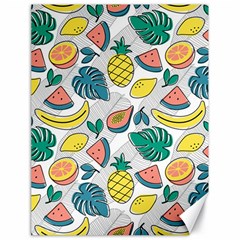 Seamless Pattern Tropical Fruit Banana Watermelon Papaya Lemon Orange Monstera Canvas 18  X 24  by Vaneshart