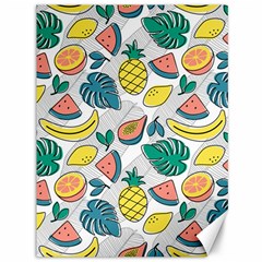 Seamless Pattern Tropical Fruit Banana Watermelon Papaya Lemon Orange Monstera Canvas 36  X 48  by Vaneshart