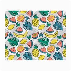 Seamless Pattern Tropical Fruit Banana Watermelon Papaya Lemon Orange Monstera Small Glasses Cloth (2 Sides) by Vaneshart