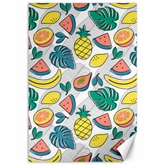 Seamless Pattern Tropical Fruit Banana Watermelon Papaya Lemon Orange Monstera Canvas 12  X 18  by Vaneshart