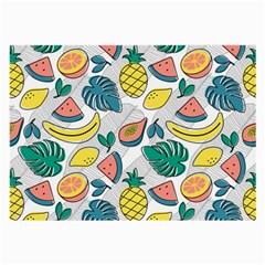 Seamless Pattern Tropical Fruit Banana Watermelon Papaya Lemon Orange Monstera Large Glasses Cloth by Vaneshart