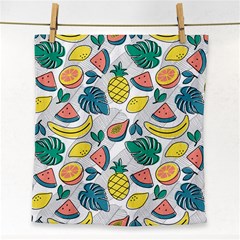 Seamless Pattern Tropical Fruit Banana Watermelon Papaya Lemon Orange Monstera Face Towel by Vaneshart