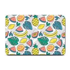 Seamless Pattern Tropical Fruit Banana Watermelon Papaya Lemon Orange Monstera Small Doormat  by Vaneshart