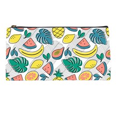 Seamless Pattern Tropical Fruit Banana Watermelon Papaya Lemon Orange Monstera Pencil Case by Vaneshart