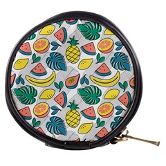 Seamless Pattern Tropical Fruit Banana Watermelon Papaya Lemon Orange Monstera Mini Makeup Bag by Vaneshart