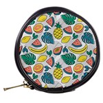 Seamless Pattern Tropical Fruit Banana Watermelon Papaya Lemon Orange Monstera Mini Makeup Bag Back