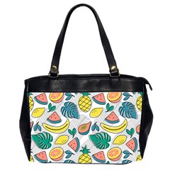 Seamless Pattern Tropical Fruit Banana Watermelon Papaya Lemon Orange Monstera Oversize Office Handbag (2 Sides) by Vaneshart