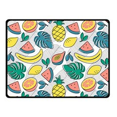 Seamless Pattern Tropical Fruit Banana Watermelon Papaya Lemon Orange Monstera Fleece Blanket (small) by Vaneshart