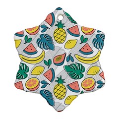 Seamless Pattern Tropical Fruit Banana Watermelon Papaya Lemon Orange Monstera Ornament (snowflake)