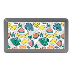 Seamless Pattern Tropical Fruit Banana Watermelon Papaya Lemon Orange Monstera Memory Card Reader (mini) by Vaneshart