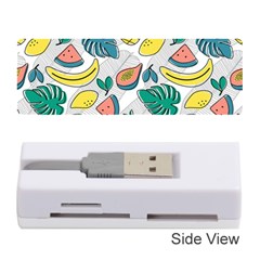 Seamless Pattern Tropical Fruit Banana Watermelon Papaya Lemon Orange Monstera Memory Card Reader (stick) by Vaneshart