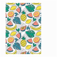 Seamless Pattern Tropical Fruit Banana Watermelon Papaya Lemon Orange Monstera Small Garden Flag (two Sides) by Vaneshart