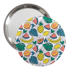 Seamless Pattern Tropical Fruit Banana Watermelon Papaya Lemon Orange Monstera 3  Handbag Mirrors